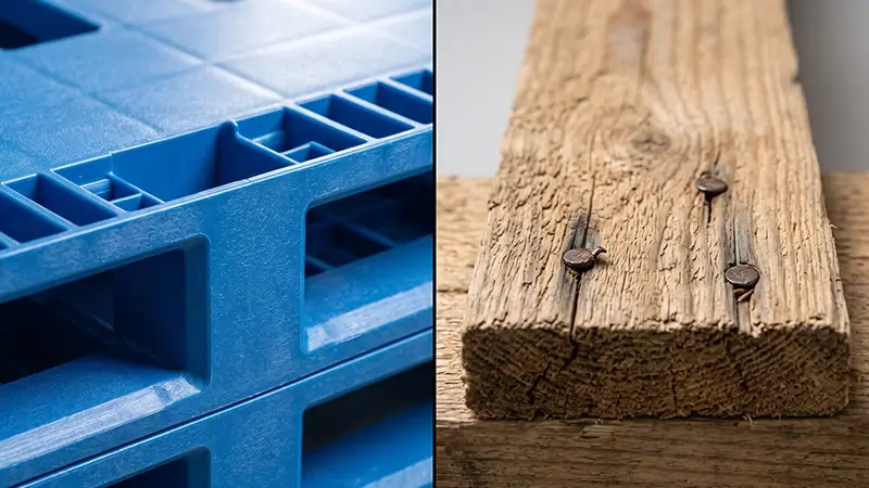 Material composition and build quality comparison of plastic and wooden pallets by Cherry Plastics